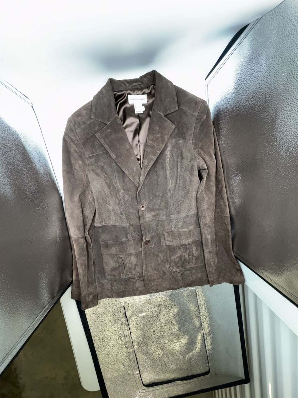 Newport News Vintage Brown Suede Leather Blazer Jacket Size 12